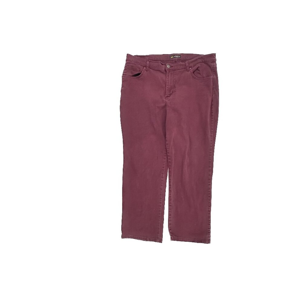 Lee Relaxed Fit Straight Leg‎ Mid Rise Women's size 16P Dark Red Denim jeans